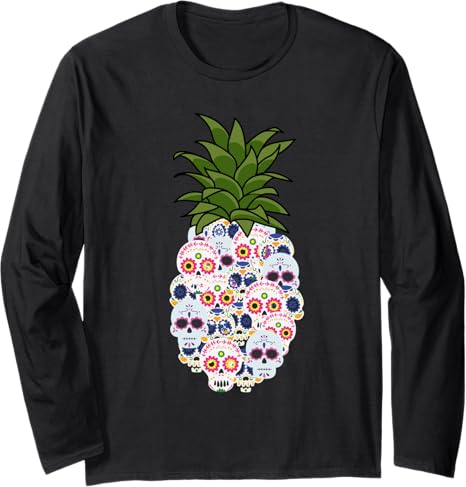 Mexican Sugar Skull Halloween Dios De Los Muertos - sugar skull long sleeve shirt mens