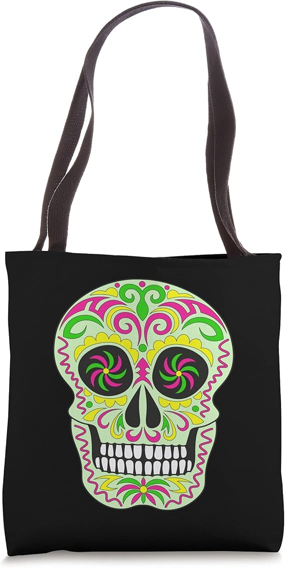 2021 Dia De Los Muertos Sugar Skull Spanish Day of Dead Tote Bag - sugar skull handbags for sale