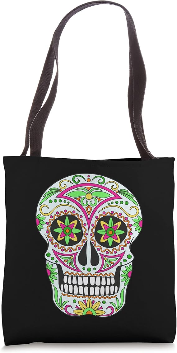 2021 Dia De Los Muertos Sugar Skull Spanish Day of Dead Tote Bag - sugar skull handbags for sale