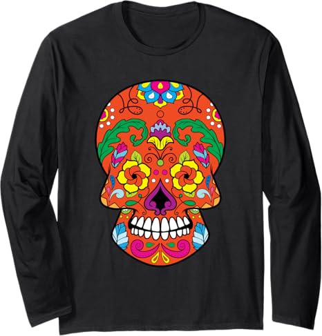 Sugar Skull Day of the dead - sugar skull long sleeve shirt mens