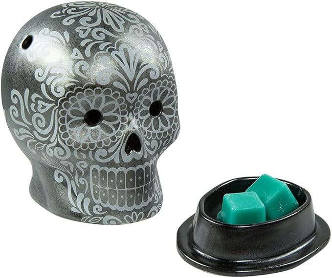 Scentsationals Wax Melt Warmer - Day of The Dead Collection Noche de Calavera - Candle Wax Melter for Fragrance Cubes and Tarts - sugar skull candle holder