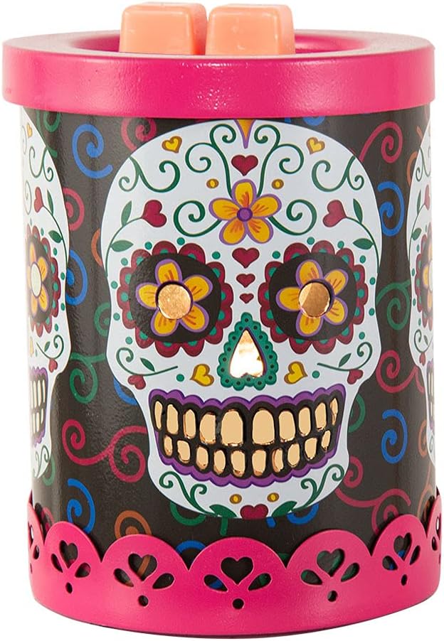 Scentsationals Wax Melt Warmer - Day of The Dead Collection Festivo - Candle Wax Melter for Fragrance Cubes and Tarts - sugar skull candle holder