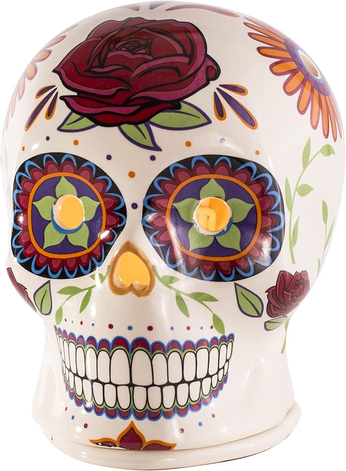 Scentsationals Day of The Dead Collection Flor De Muerto Wax Melt Warmer - Candle Wax Melter for Fragrance Cubes and Tarts - sugar skull candle holder