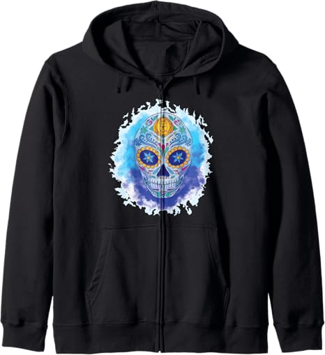 Halloween Costumes Apparel & Accessories - sugar skull zip up hoodie mens