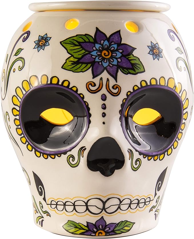 Scentsationals Wax Melt Warmer, for Scented Wax Melts - Day of The Dead Collection Dia de Los Muertos - Fragrance Cubes and Tarts - sugar skull table lamp