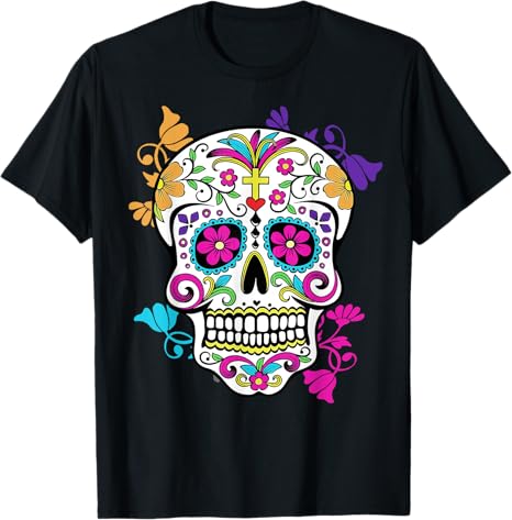 Dia de Los Muertos ,Sugar Skull Tee - sugar skull face mask