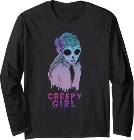 Japanese Spooky Aesthetic - sugar skull long sleeve shirt mens