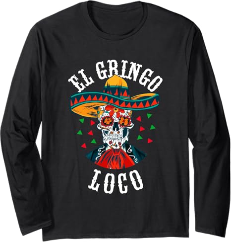 Funny Mexican Fiesta Costume Party HD0 - sugar skull long sleeve shirt mens