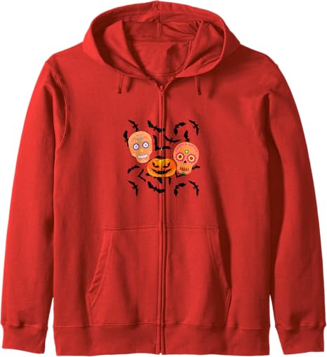Halloween Skulls - sugar skull zip up hoodie mens
