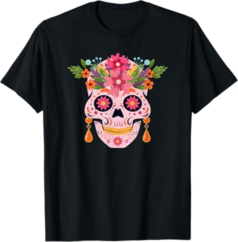 Sugar Skull - Traditional Day Of The Dead Mexico - sugar skull t-shirt womens