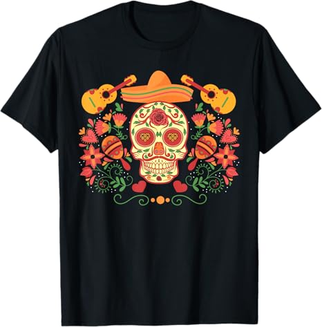 Sugar Skull - Traditional Day Of The Dead Mexico - sugar skull t-shirt womens