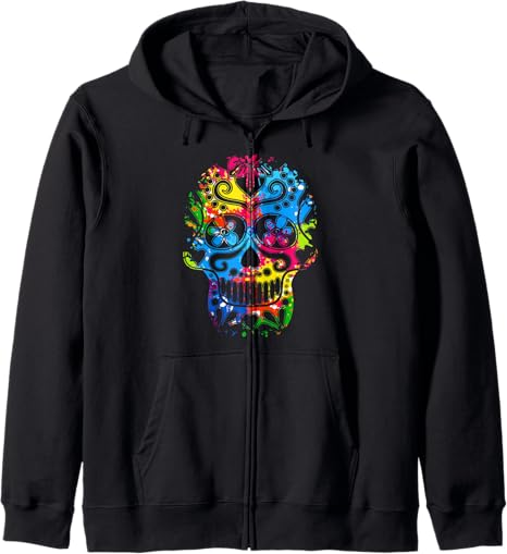 Sugar Skull - Traditional Day Of The Dead Mexico - sugar skull hoodie mens