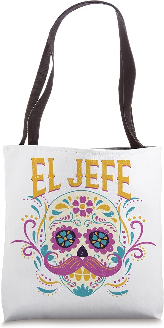 Day Of The Dead Mexico El Jefe Boss Sugar Skull Halloween Tote Bag - sugar skull handbags for sale