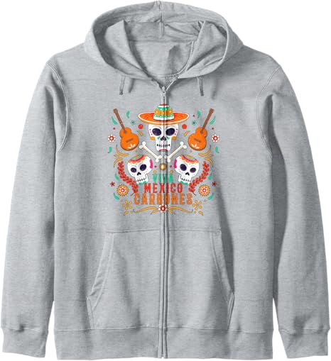 Sugar Skull - Traditional Day Of The Dead Mexico - sugar skull zip up hoodie mens