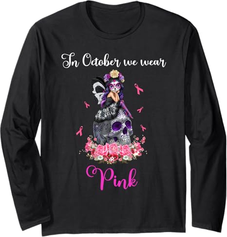 Girl Sugar Skull Fairy In October We Wear Pink - sugar skull long sleeve shirt mens