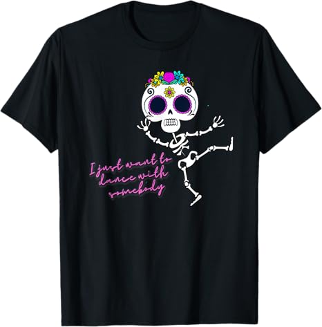 Day of the Dead Sugar Skull Dancing Shirt And Pillow T-Shirt - sugar skull throw pillow