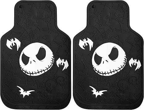 Plasticolor 001520R01 Disney Nightmare Before Christmas Bones Design with White Bats Front Floor Mat for Car Truck SUV - sugar skull car floor mats