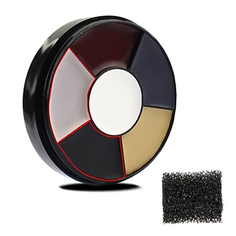 Go Ho Clown White Black Face Body Paint,6 Colors Wheel for Special Effects Zombie Makeup Kit,Halloween Professional Makeup Palettes with Sponge,Non Toxic - sugar skull makeup kit