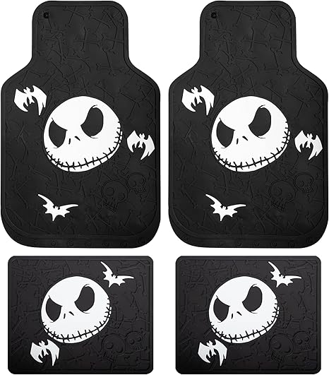 Plasticolor 001693ZX4 4pc Nightmare Before Christmas Bones Design Floor Mat Set for Car Truck and SUV - sugar skull car floor mats