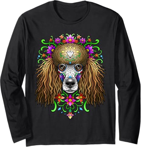 Day Of The Dead Graphic Gift Designs - sugar skull long sleeve shirt mens