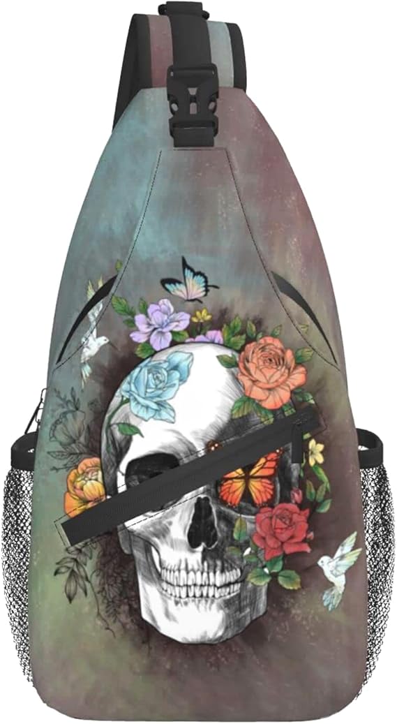 Sling Daypacks,adjustable Rope Crossbody One Shoulder Bag Travel Hiking Cycling for Men Women Gift… - sugar skull handbags for sale