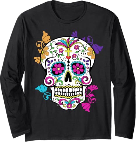 Dia de Los Muertos ,Sugar Skull Tee - sugar skull long sleeve shirt mens