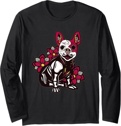 Dog sugar skull Tee - sugar skull t-shirt womens