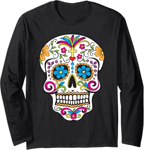 Dia de los Muertos Threadz - sugar skull long sleeve shirt mens