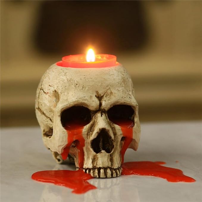 Comeon Skull Candle Holder Resin Gothic Tea Light Holders Mini Skull Home Decoration Novelty Craft Collection - sugar skull candle holder