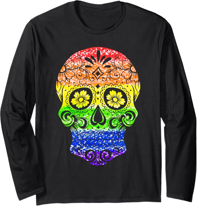 LGBT Pride Tee - sugar skull long sleeve shirt mens