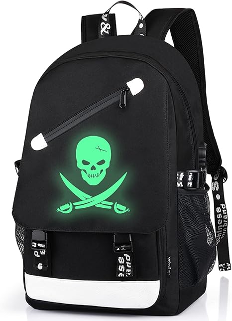 Anime Skull Backpack for Boys, School Bags Glow Bookbags for Teenagers - best sugar skull backpack