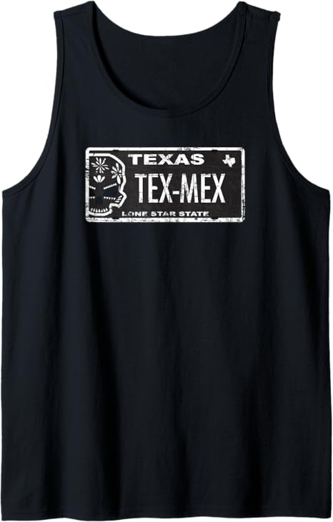 Texas Tex-Mex sugar skull license Plate Tank Top - sugar skull plates set