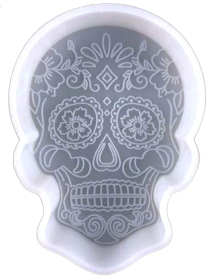 Sugar Skull Silicone Mold | Size 3.5" Wide x 5" Long x 1" Deep | Día de Muertos | Sugar Skull Design for Freshie, Soap, Resin, Candles - sugar skull candle holder