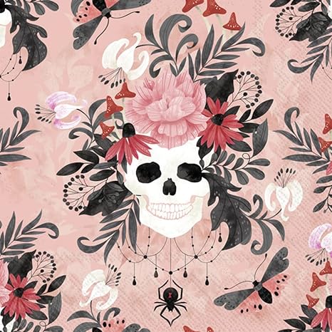 Boston International IHR Day of the Dead Fall Autumn Halloween 3-Ply Paper Napkins, 20-Count Cocktail Size, Fascination - sugar skull plates set