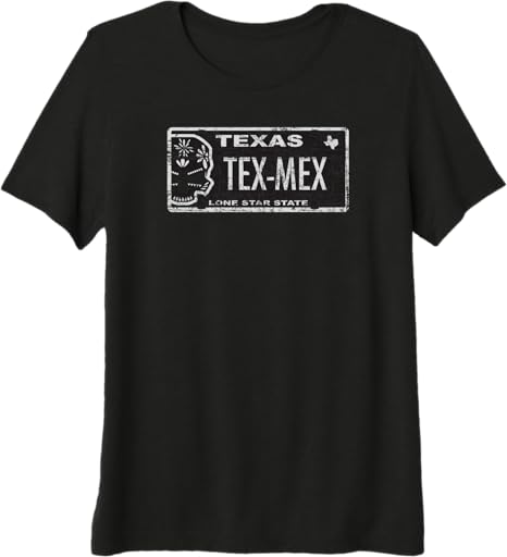 Texas Tex-Mex sugar skull license Plate Premium T-Shirt - sugar skull plates set