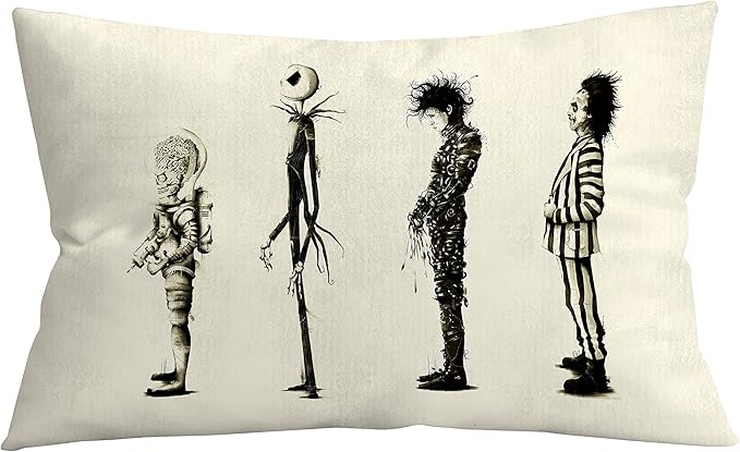 12x20 in Theme of Movie Gothic Macabre Art Decor Pillowcase, Gothic Yard Garden Throw Pillow Cover, Gothic Macabre Decor Gift for Couples, Valentine's Day Anniversary Wedding Gifts - sugar skull throw pillow