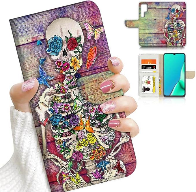 for Samsung S22 Ultra, for Samsung Galaxy S22 Ultra, Designed Flip Wallet Phone Case Cover, A20325 Day of The Dead Sugar Skull Skeleton 20325 - sugar skull wallets for women