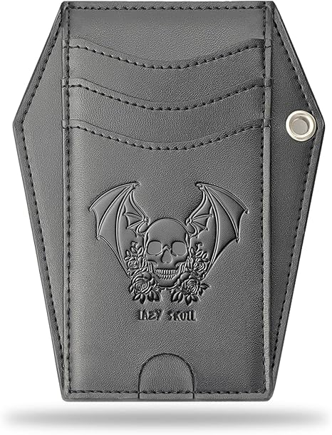Minimalist Coffin Wallet – Small Front Pocket Goth Wallet – Skull Wallet for Women and Men–Witchy Goth accessory - sugar skull wallets for women