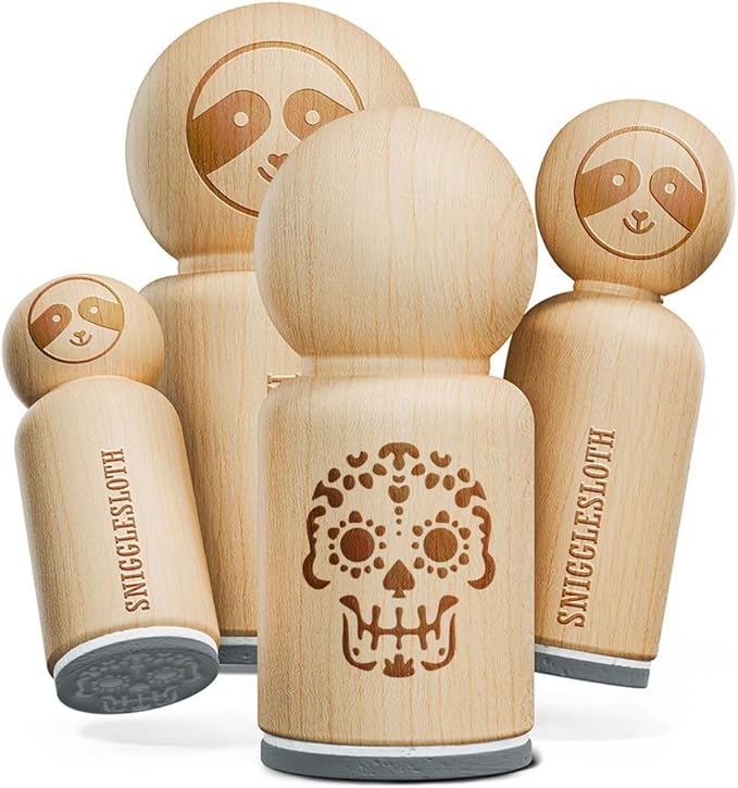 Mexican Day of The Dead Sugar Skull Skeleton Rubber Stamp for Stamping Crafting Planners - 3/4 Inch Small - sugar skull wreath for front door