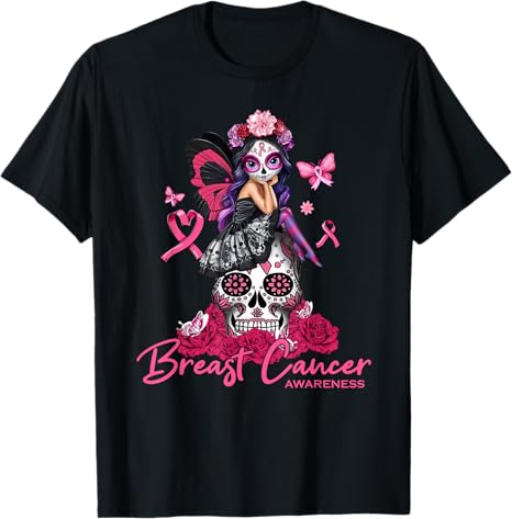 Breast Cancer Awareness In October We Wear Pink NJ - sugar skull socks womens