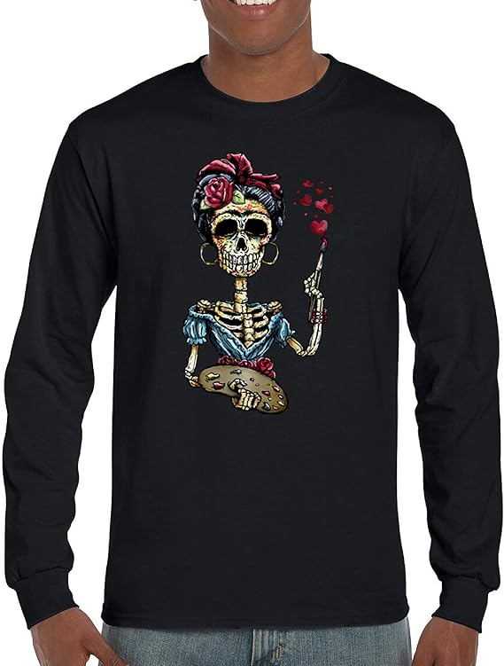 Tee Hunt - sugar skull long sleeve shirt mens
