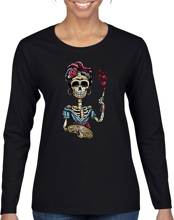 Tee Hunt - sugar skull long sleeve shirt mens