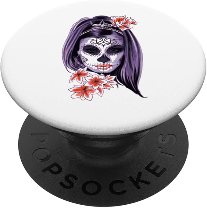 Sugar Skull Day of the Dead Tattoo Colorful Flowers PopSockets Swappable PopGrip - sugar skull temporary tattoo