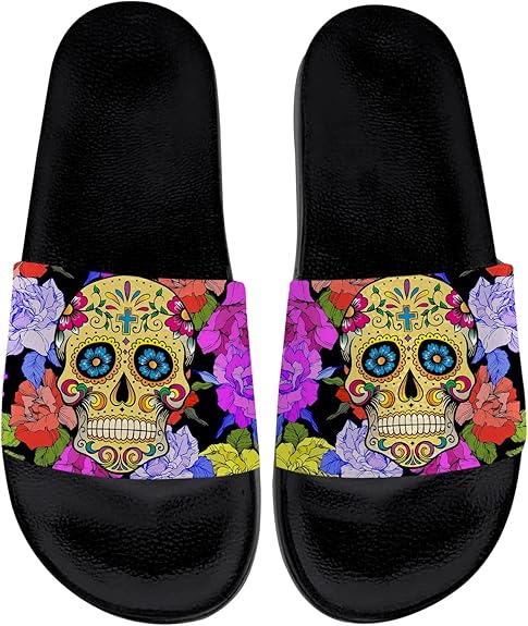 quoten - sugar skull flip flops womens