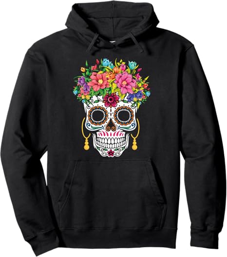 Dia De Los Muertos Mexico Day Of The Dead Merch - sugar skull hoodie mens