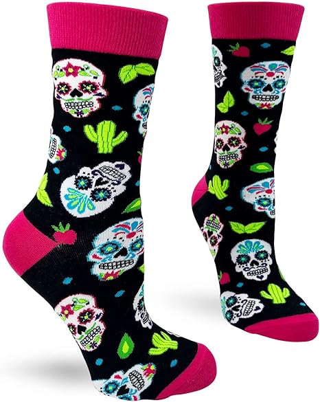 Fabdaz - sugar skull socks womens