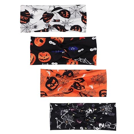 Halloween Headbands for Women Girls Pumpkin Skeleton Ghost Suger Skull Bat Black Hairbands Exercise Yoga knotted Hair Hoop Halloween Costume Cosplay Party Hair Accessories - sugar skull flower crown