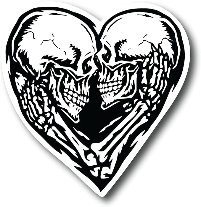Skull Love Heart Decal Sticker Rainbow Horror Dead Sugar Crossbones Halloween Scary Bones Goth CS258-2PK - sugar skull vinyl sticker