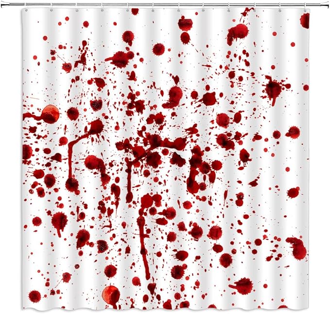 Halloween Blood Shower Curtain Horror Red Splash Ghost Bloody Spooky Scary Zombie Vampire Bloody Spatter Fabric Bathroom Sets with Hooks,White Red, 70" WX70 H - sugar skull shower curtain set