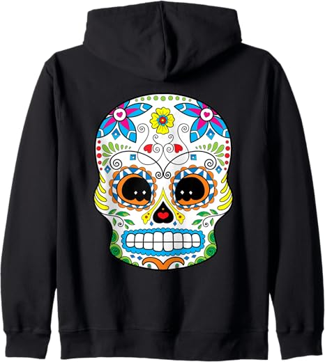 Sugar Skull 365 - sugar skull zip up hoodie mens